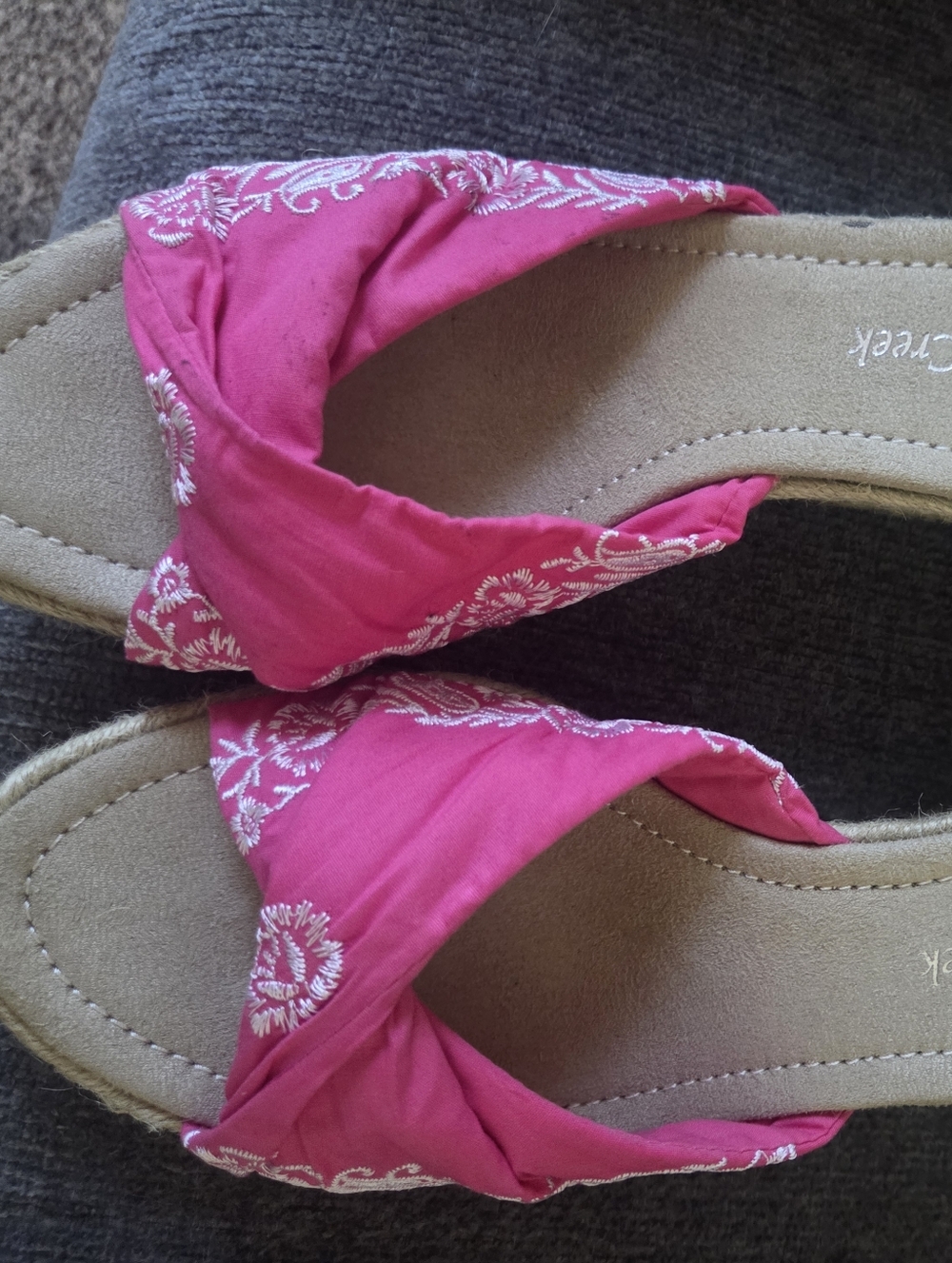 Coldwater Creek Pink Embroidered Slide Mules
